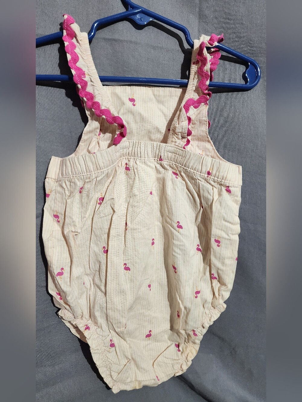 Carter's Cream Romper with Pink Flamingo Pattern - Picture 3 of 4